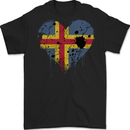 Love Flag Aland Football Mens Gildan Cotton T-Shirt Black