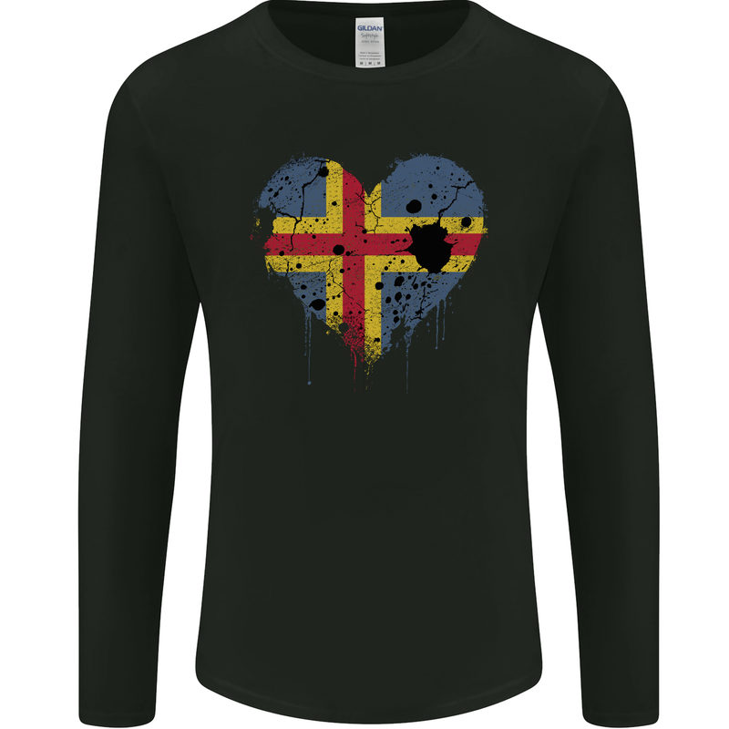 Love Flag Aland Football Mens Long Sleeve T-Shirt Black