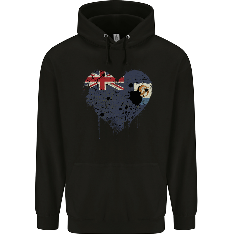Love Flag Anguilla Football Mens 80% Cotton Hoodie Black