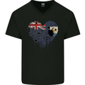 Love Flag Anguilla Football Mens V-Neck Cotton T-Shirt Black