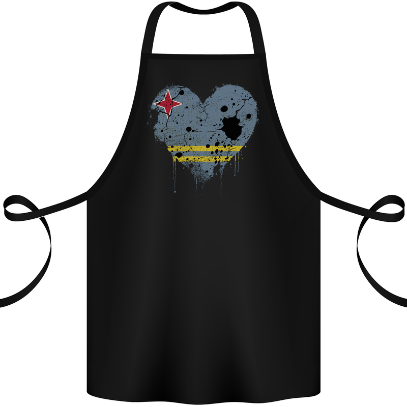 Love Flag Aruba Football Cotton Apron 100% Organic Black