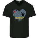Love Flag Aruba Football Mens V-Neck Cotton T-Shirt Black