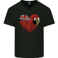 Love Flag Bermuda Football Mens V-Neck Cotton T-Shirt Black