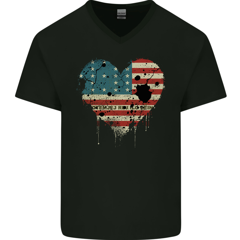 Love Flag Bikini Atoll Football Mens V-Neck Cotton T-Shirt Black