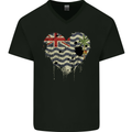 Love Flag British Indian Ocean Territory Mens V-Neck Cotton T-Shirt Black