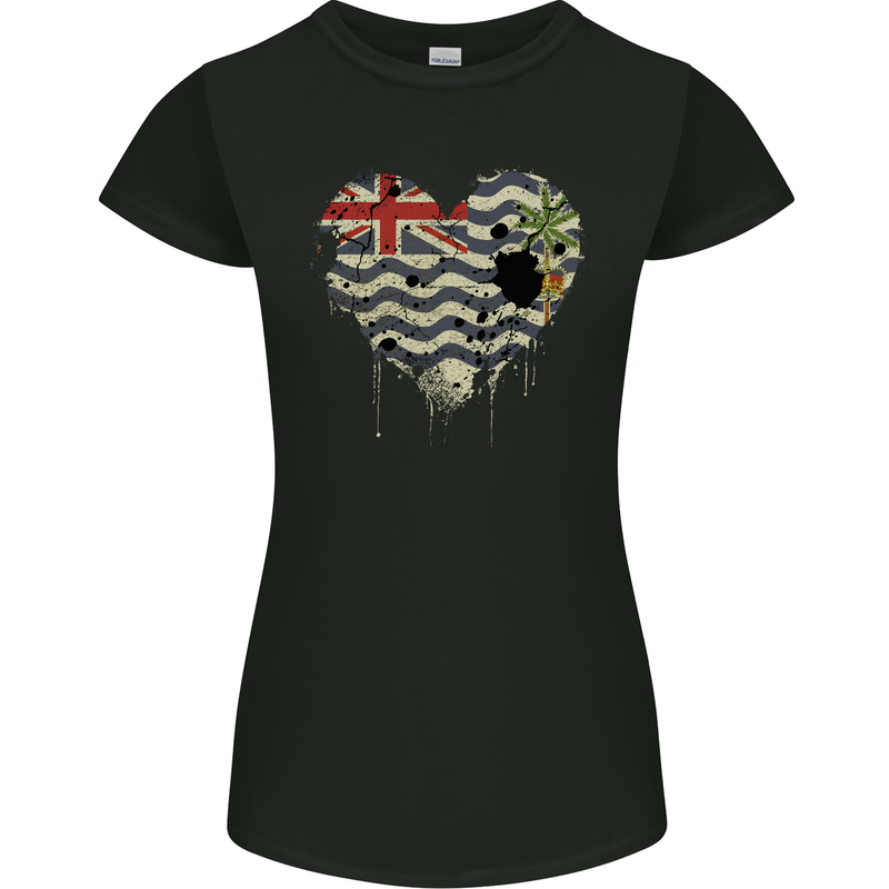 Love Flag British Indian Ocean Territory Womens Petite Cut T-Shirt Black