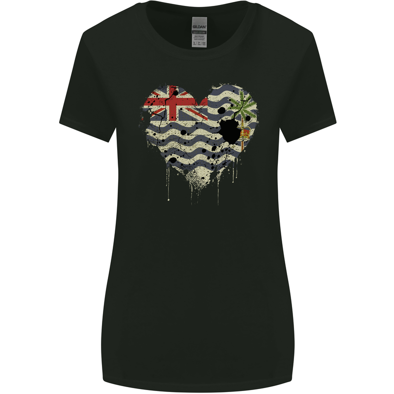 Love Flag British Indian Ocean Territory Womens Wider Cut T-Shirt Black