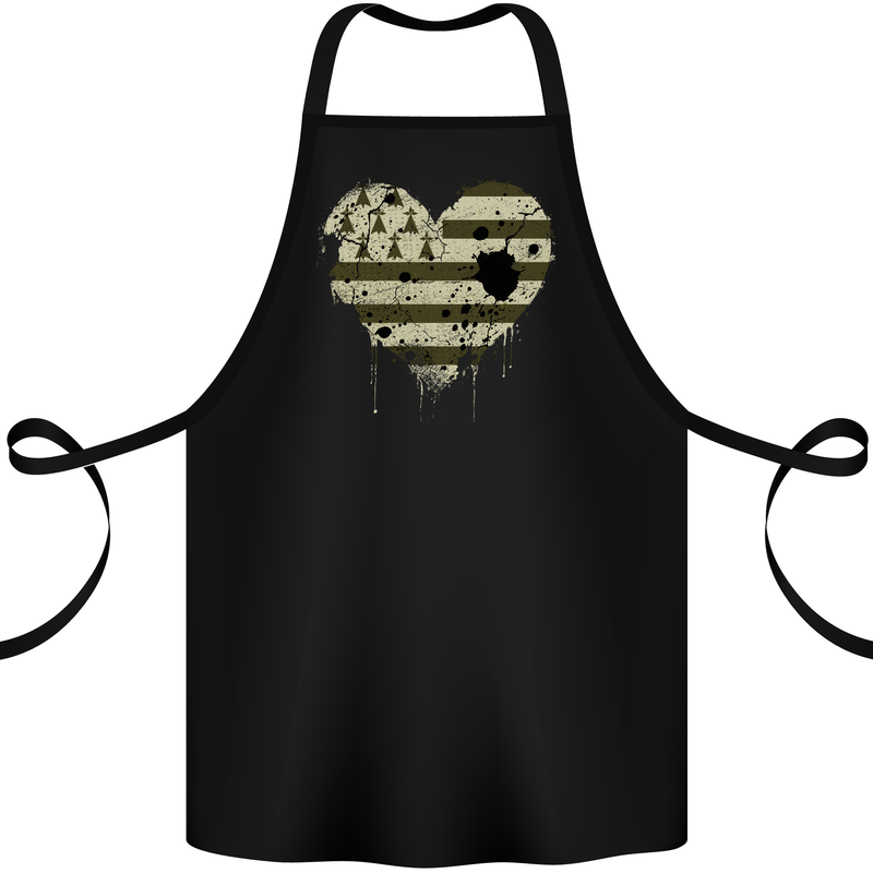 Love Flag Brittany Football Cotton Apron 100% Organic Black