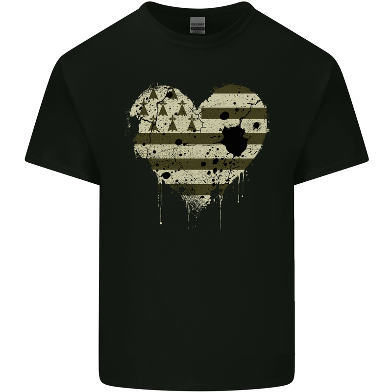 Love Flag Brittany Football Kids T-Shirt Childrens Black