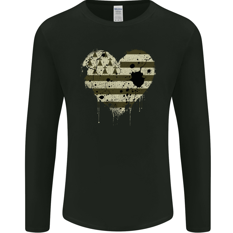 Love Flag Brittany Football Mens Long Sleeve T-Shirt Black