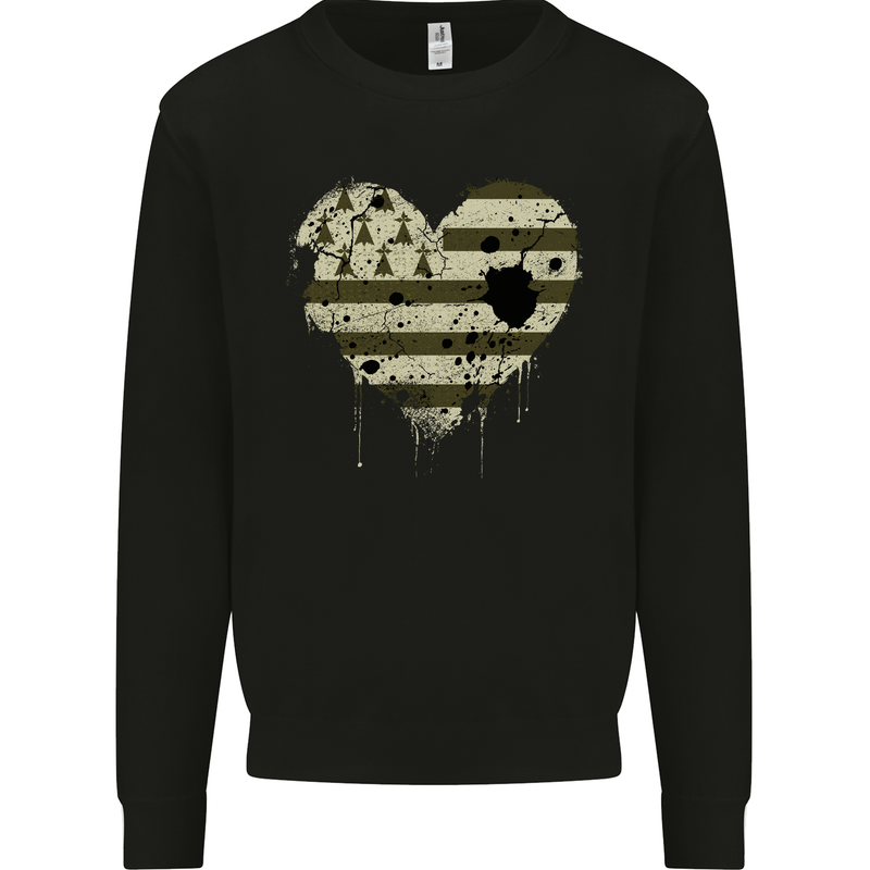 Love Flag Brittany Football Mens Sweatshirt Jumper Black