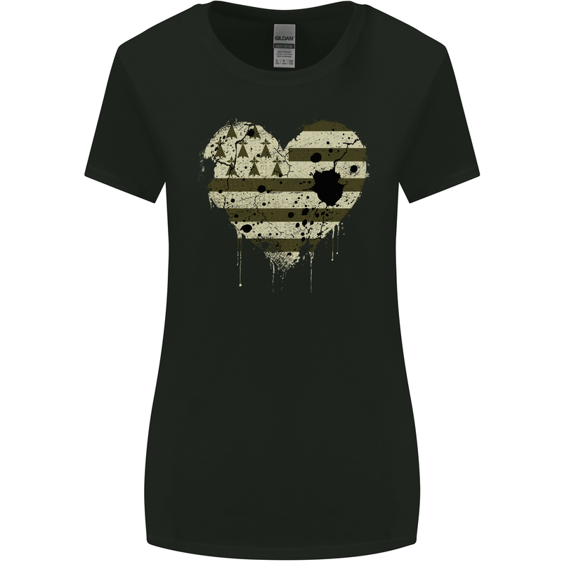 Love Flag Brittany Football Womens Wider Cut T-Shirt Black