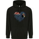 Love Flag Cayman Islands Football Childrens Kids Hoodie Black