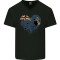 Love Flag Cayman Islands Football Mens V-Neck Cotton T-Shirt Black