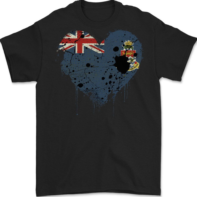 Love Flag Cayment Islands Football Mens Gildan Cotton T-Shirt Black