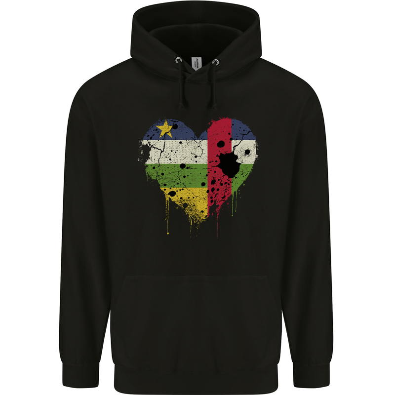 Love Flag Central African Republic Football Childrens Kids Hoodie Black