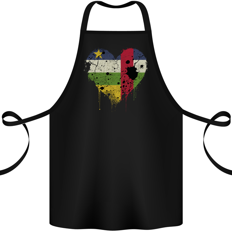 Love Flag Central African Republic Football Cotton Apron 100% Organic Black