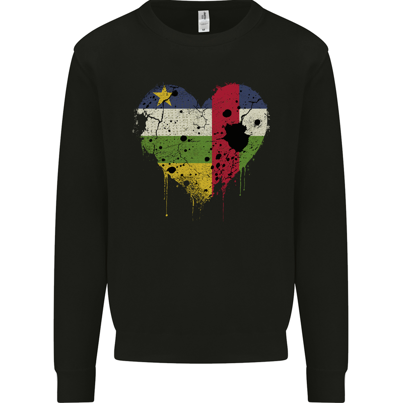 Love Flag Central African Republic Football Mens Sweatshirt Jumper Black