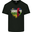 Love Flag Central African Republic Football Mens V-Neck Cotton T-Shirt Black
