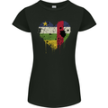 Love Flag Central African Republic Football Womens Petite Cut T-Shirt Black