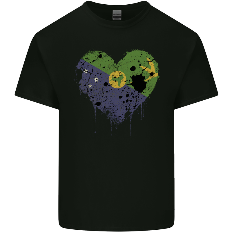 Love Flag Christmas Islands Football Mens Cotton T-Shirt Tee Top Black
