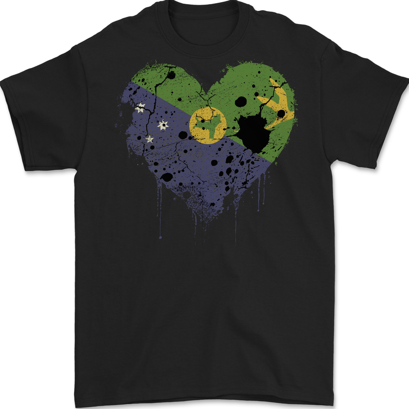 Love Flag Christmas Islands Football Mens Gildan Cotton T-Shirt Black
