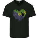 Love Flag Christmas Islands Football Mens V-Neck Cotton T-Shirt Black