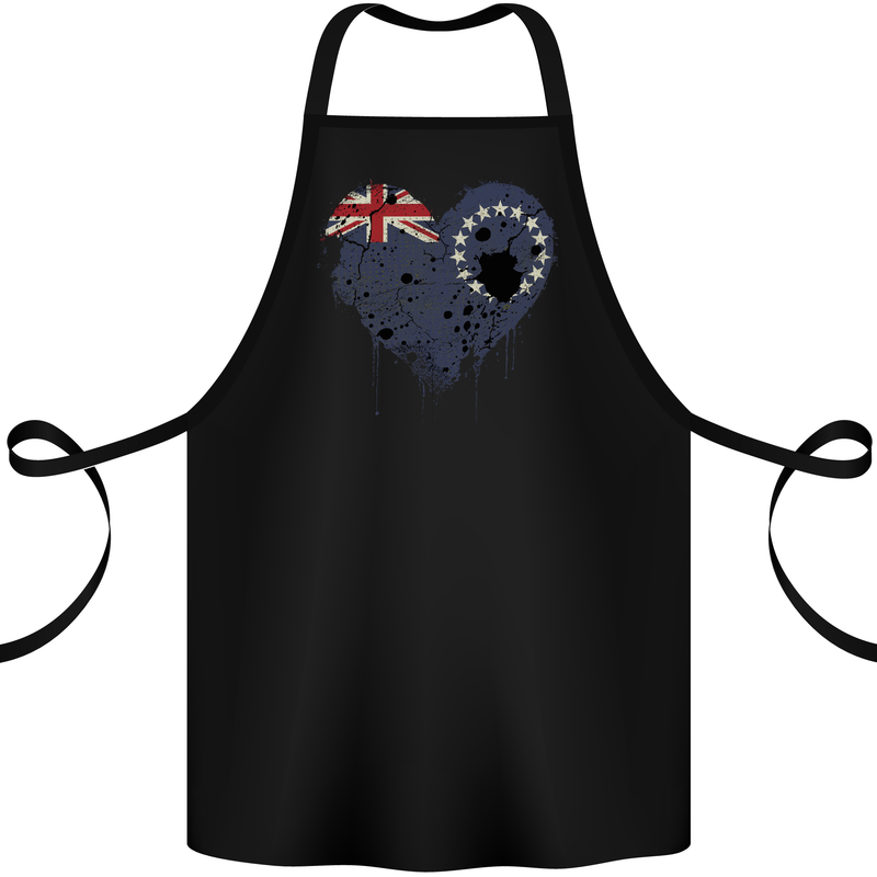 Love Flag Cook Islands Football Cotton Apron 100% Organic Black