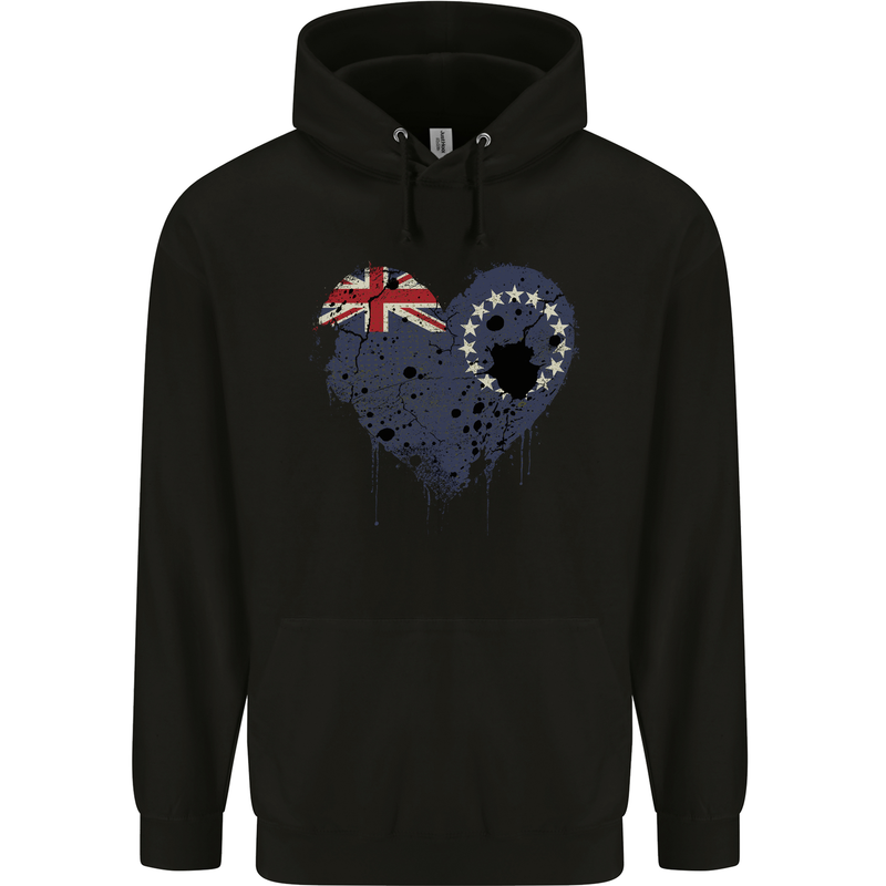Love Flag Cook Islands Football Mens 80% Cotton Hoodie Black
