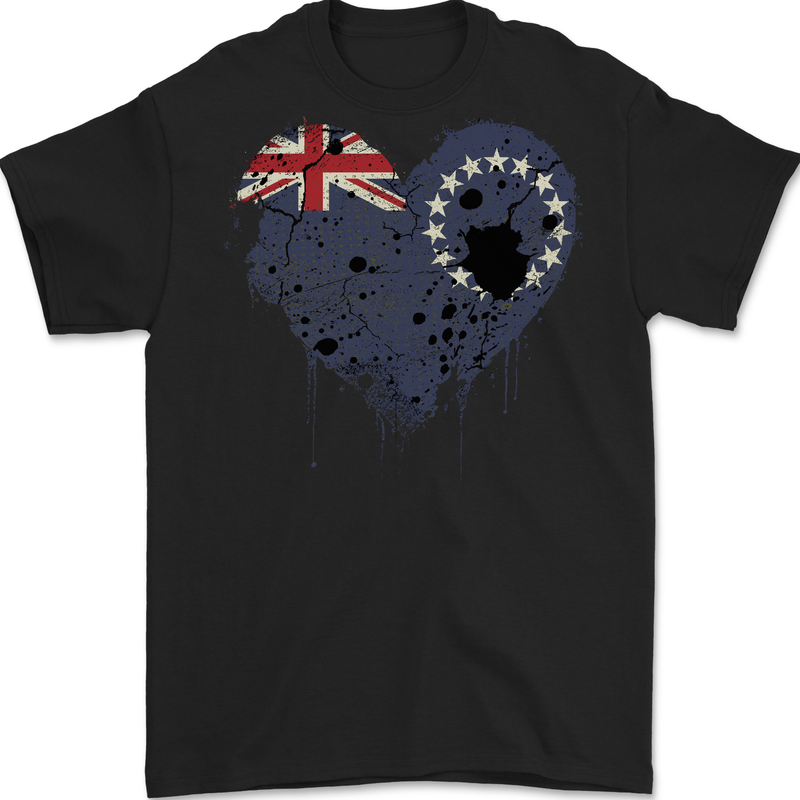 Love Flag Cook Islands Football Mens Gildan Cotton T-Shirt Black
