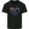 Love Flag Cook Islands Football Mens V-Neck Cotton T-Shirt Black