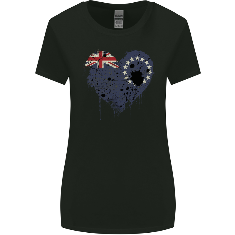 Love Flag Cook Islands Football Womens Wider Cut T-Shirt Black