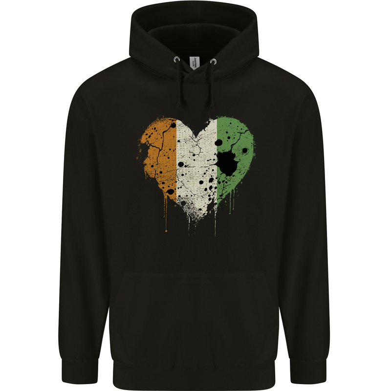 Love Flag Cote d' Ivoire Football Childrens Kids Hoodie Black