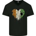 Love Flag Cote d' Ivoire Football Mens V-Neck Cotton T-Shirt Black