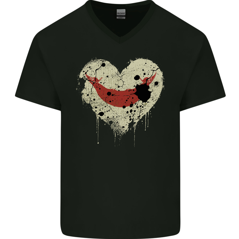 Love Flag Easter Island Football Mens V-Neck Cotton T-Shirt Black