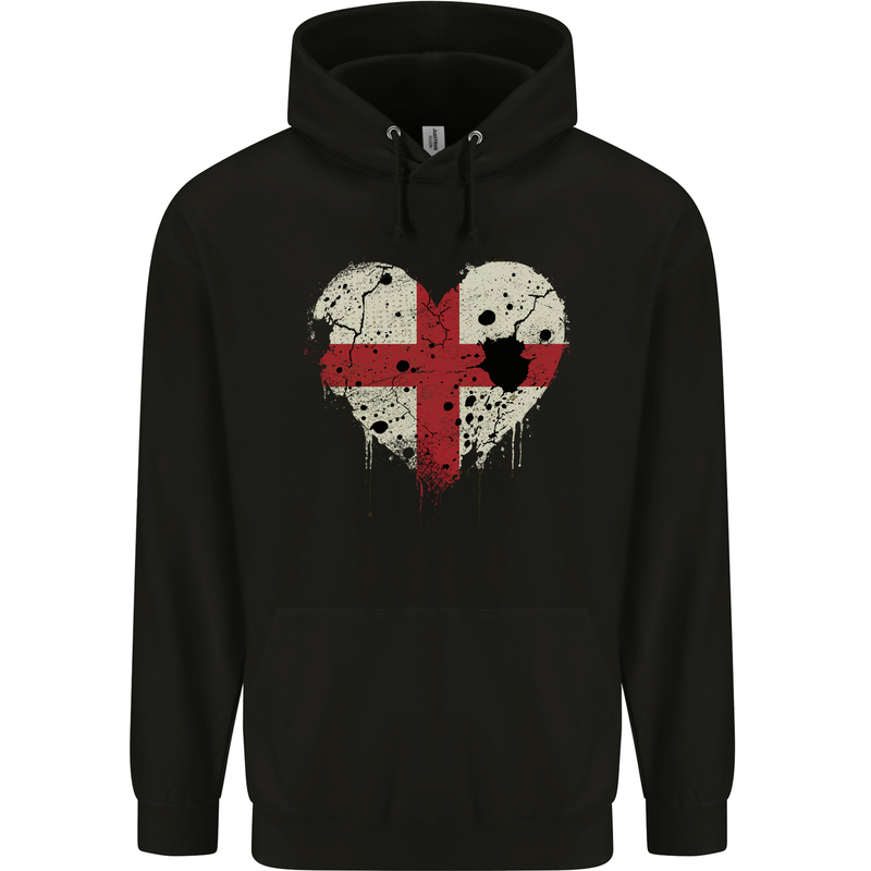 Love Flag England English Football Rugby Childrens Kids Hoodie Black