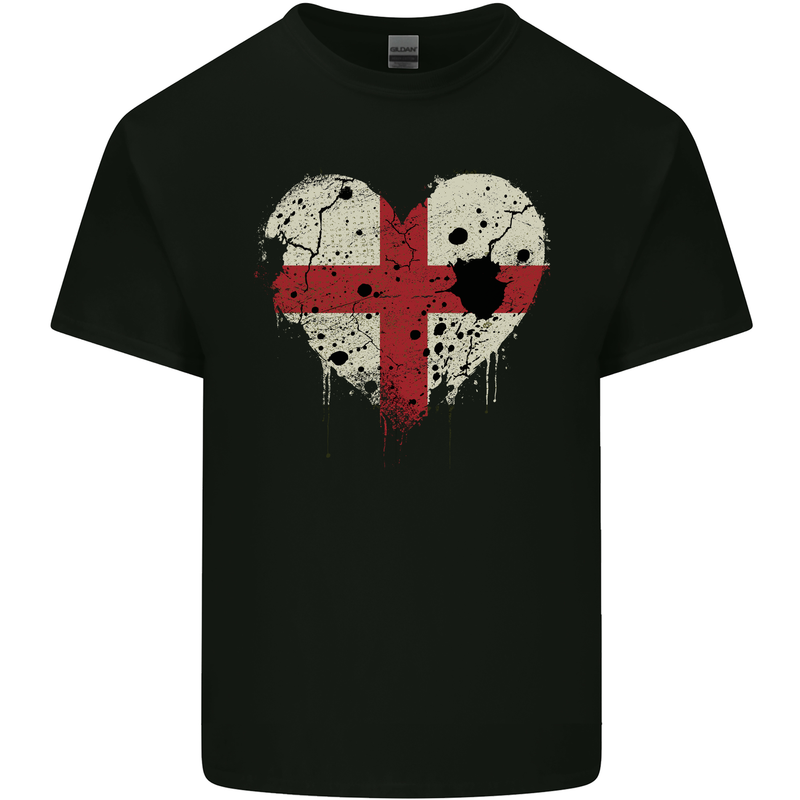 Love Flag England English Football Rugby Kids T-Shirt Childrens Black