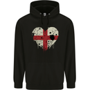 Love Flag England English Football Rugby Mens 80% Cotton Hoodie Black