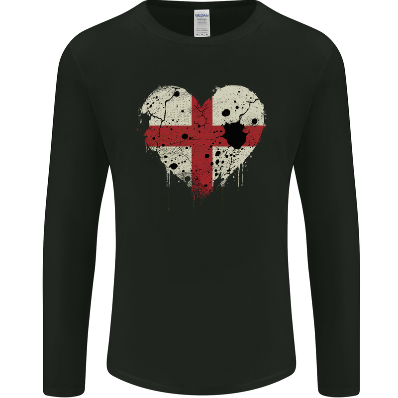 Love Flag England English Football Rugby Mens Long Sleeve T-Shirt Black