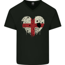 Love Flag England English Football Rugby Mens V-Neck Cotton T-Shirt Black