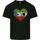 Love Flag Equatorial Guinea Football Mens Cotton T-Shirt Tee Top Black