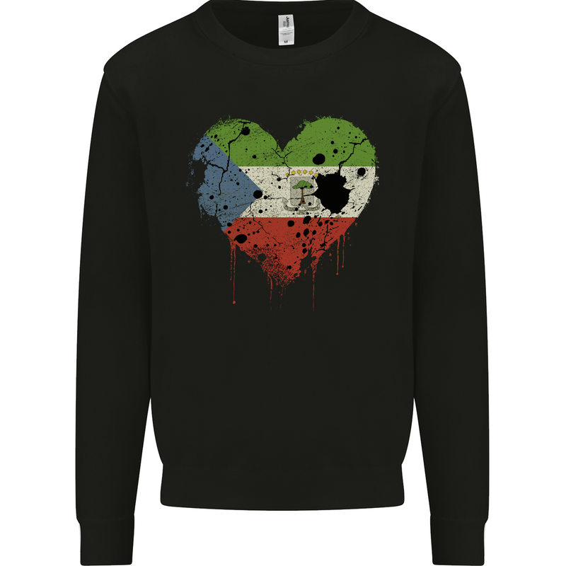 Love Flag Equatorial Guinea Football Mens Sweatshirt Jumper Black