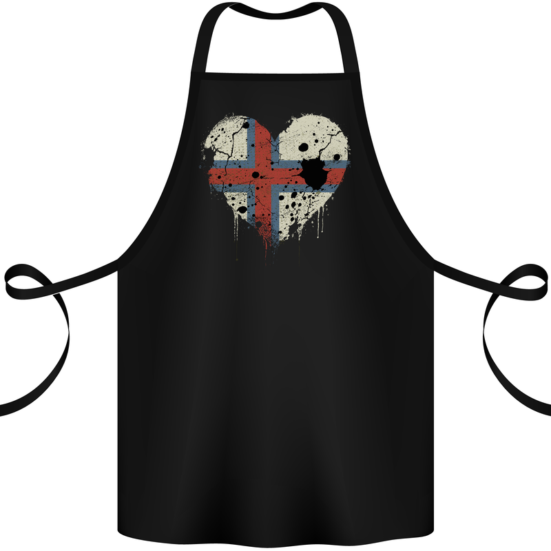 Love Flag Faroe Islands Football Cotton Apron 100% Organic Black