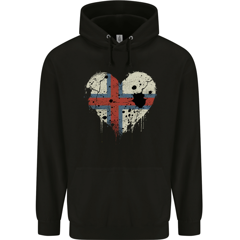 Love Flag Faroe Islands Football Mens 80% Cotton Hoodie Black