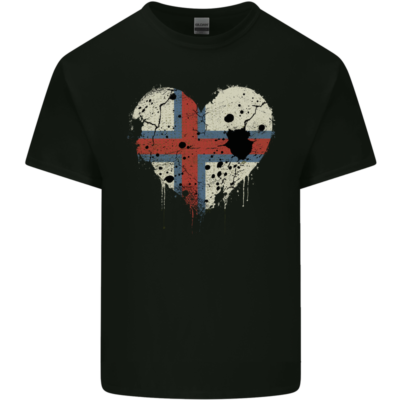Love Flag Faroe Islands Football Mens Cotton T-Shirt Tee Top Black