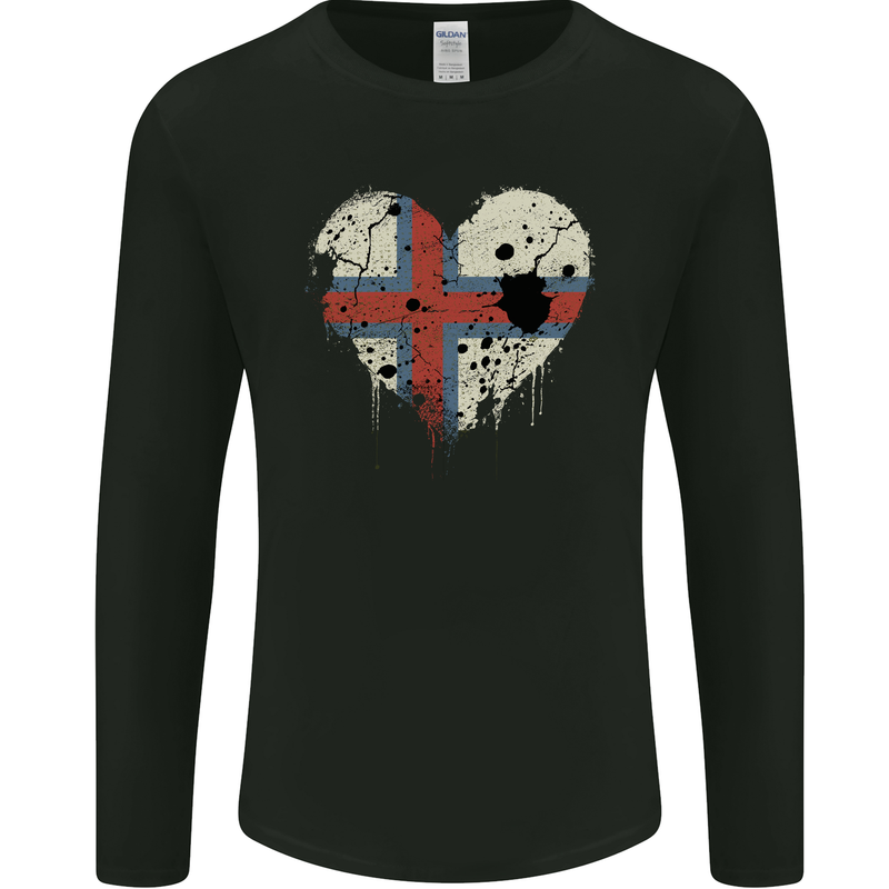 Love Flag Faroe Islands Football Mens Long Sleeve T-Shirt Black