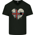 Love Flag Faroe Islands Football Mens V-Neck Cotton T-Shirt Black