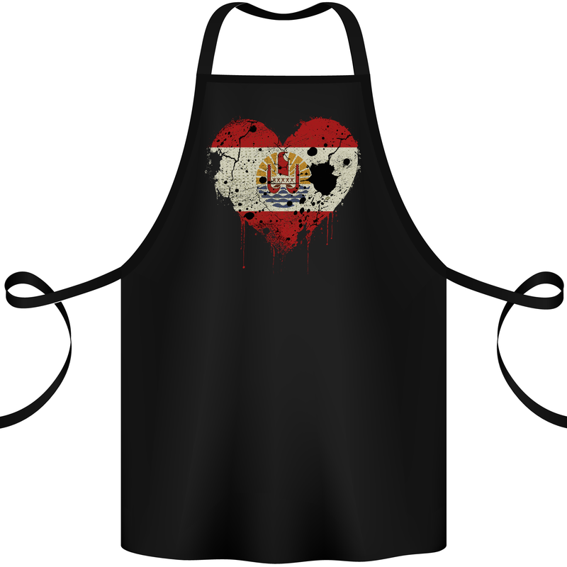 Love Flag French Polynesia Football Cotton Apron 100% Organic Black