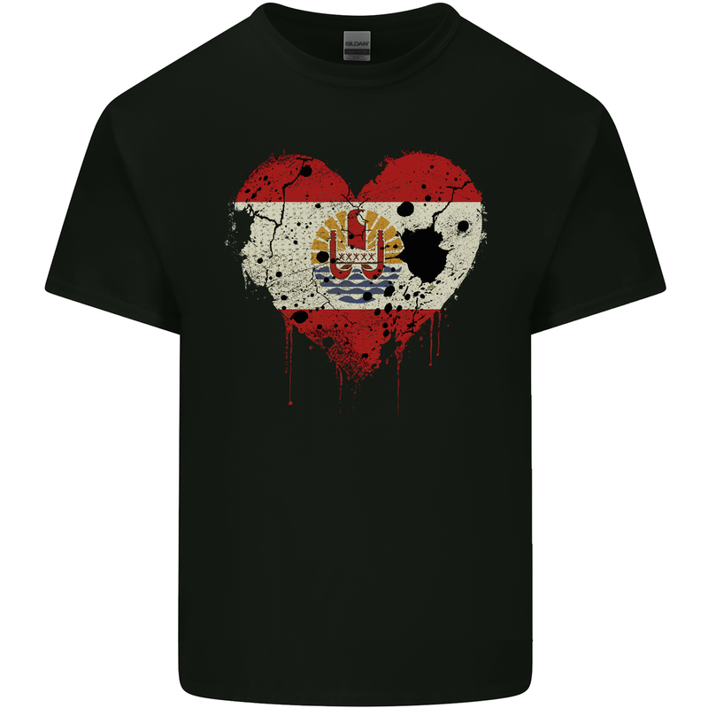 Love Flag French Polynesia Football Kids T-Shirt Childrens Black
