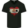 Love Flag French Polynesia Football Mens V-Neck Cotton T-Shirt Black
